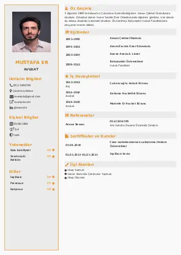 Avukat Cv Örnekleri cv indir